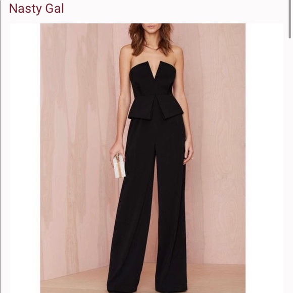 Nasty Gal Pants - Nasty Gal Love To Love You Wide Leg Jumpsuit Black